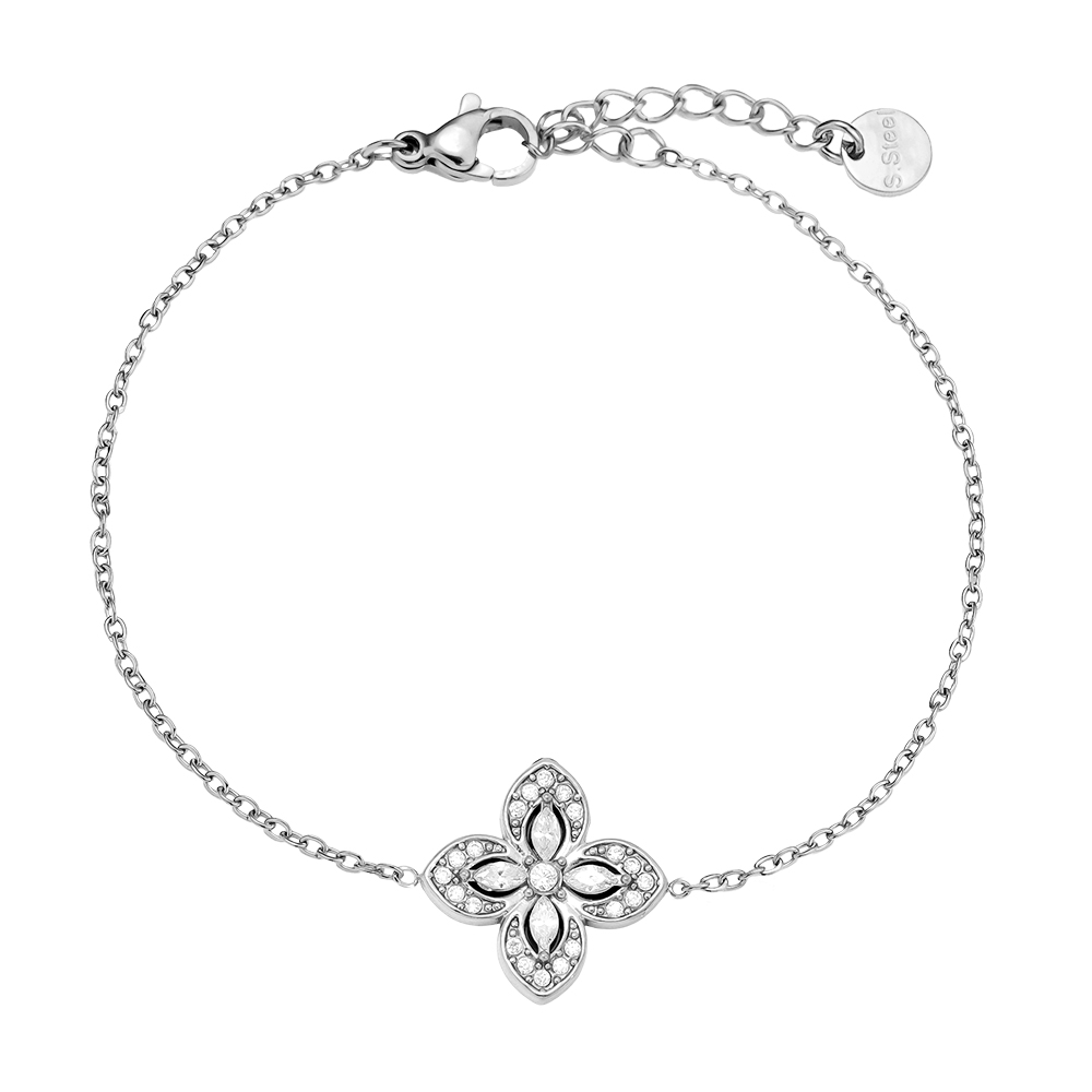 Stainless steel bracelet 16cm Fancy Diamond Flower