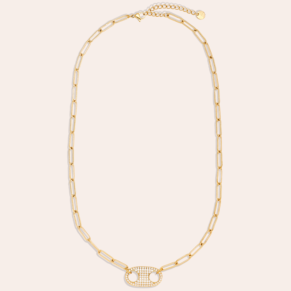 Stainless steel necklace 44cm Diamond Pig Nose With Charms