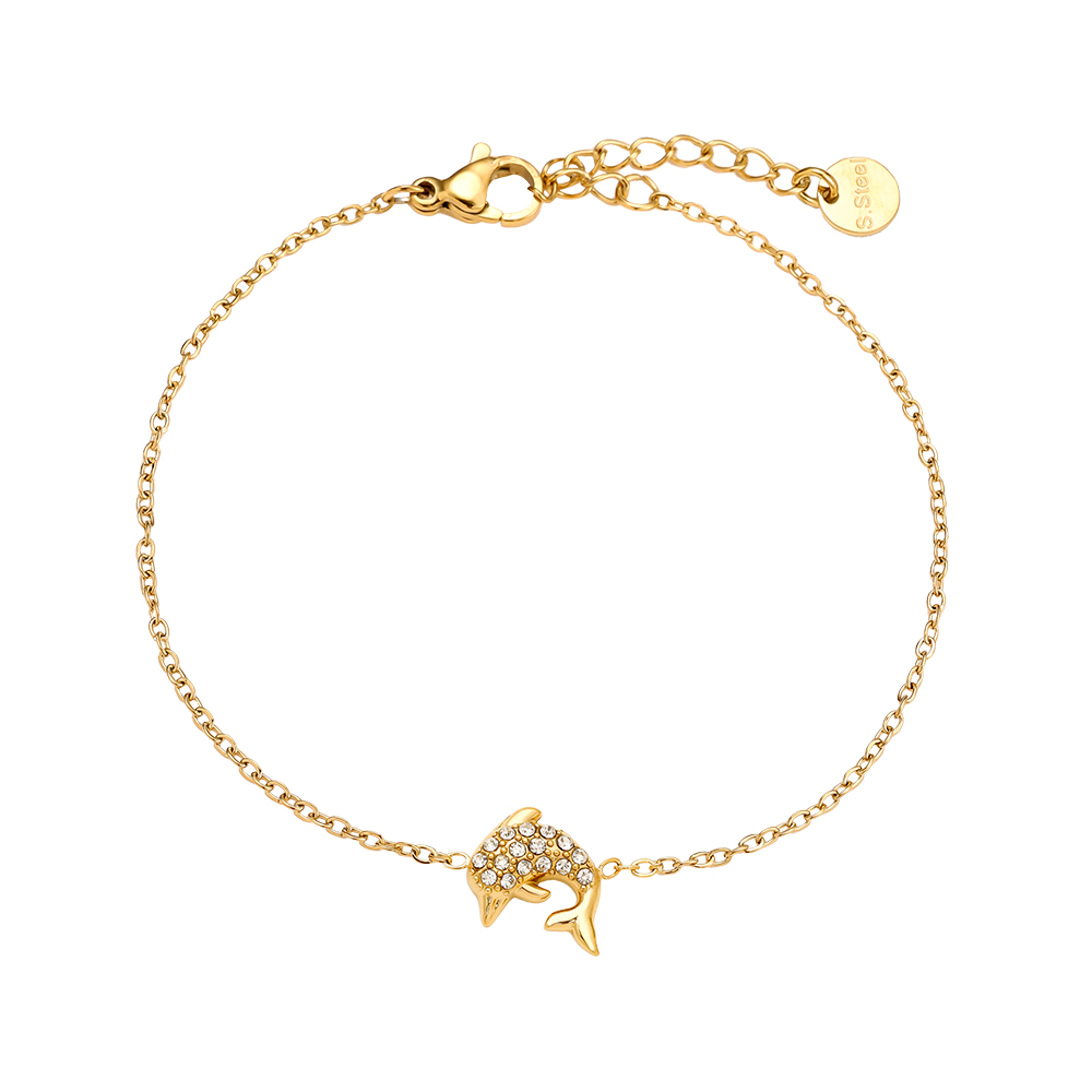 Stainless steel bracelet 17cm Diamond Dolphin