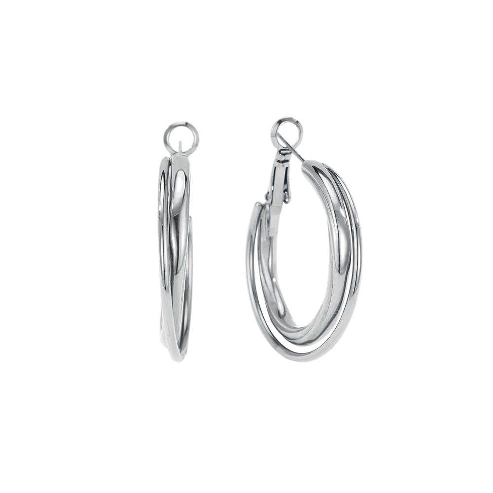 Stainless steel earrings, 35mm, two hoop earrings  