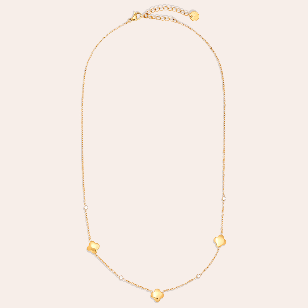 Stainless steel necklace 39cm Luckly Flower Plate