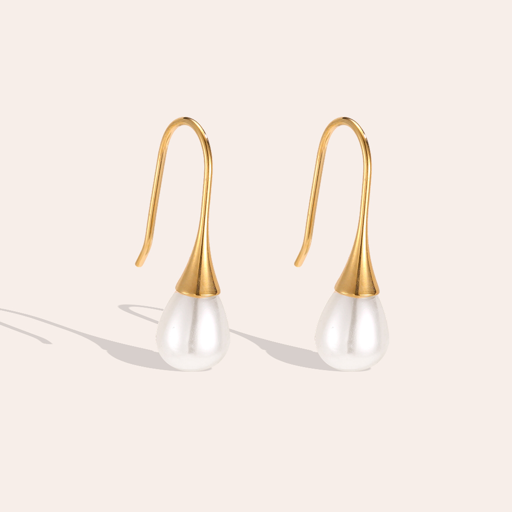 Stainless steel earrings, 20mm, delicate pearl