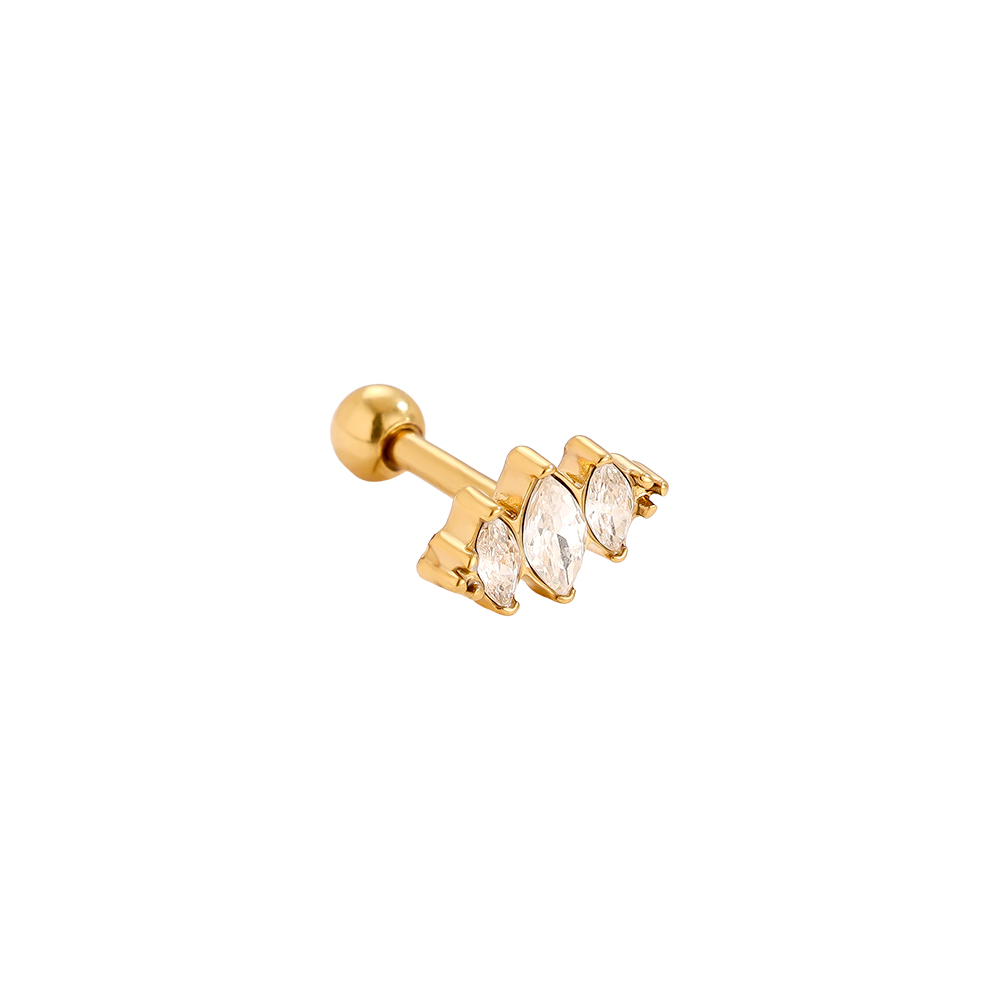 Stainless steel piercing 8mm Three Diamond Eye