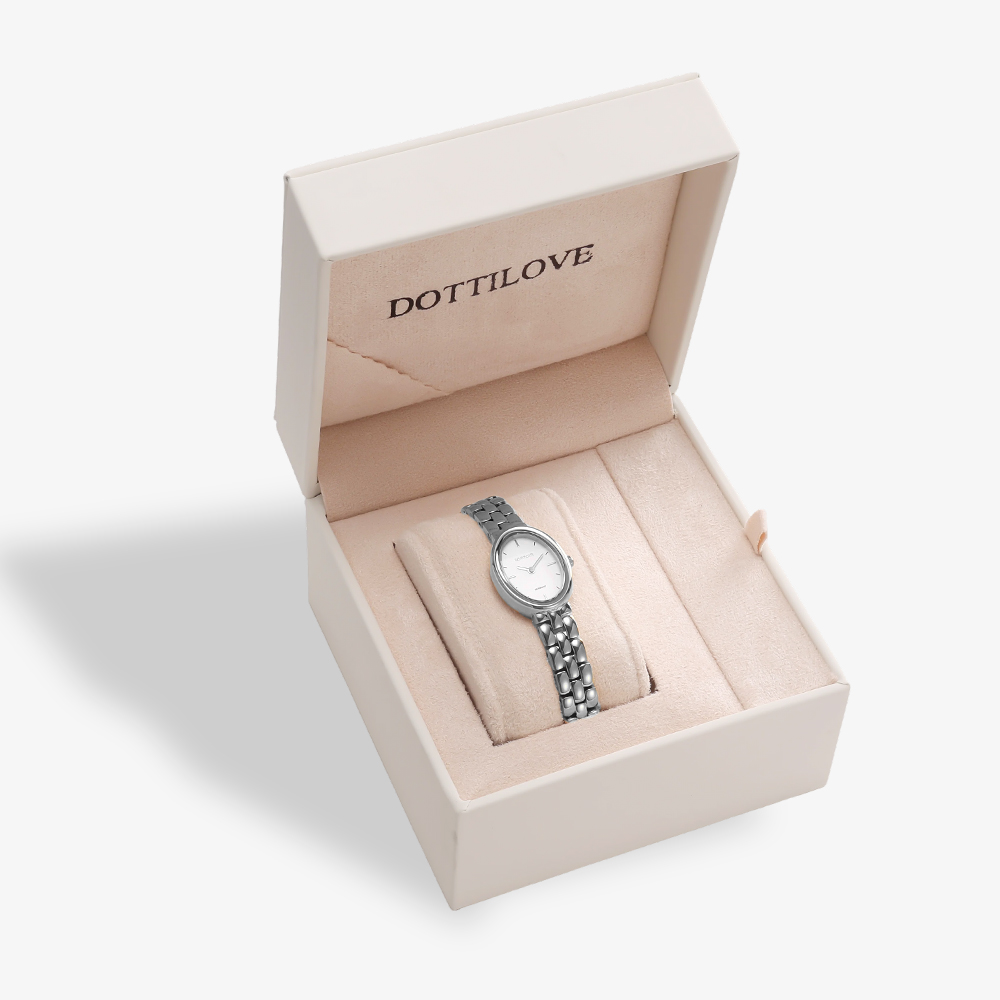 Oval stainless steel watch