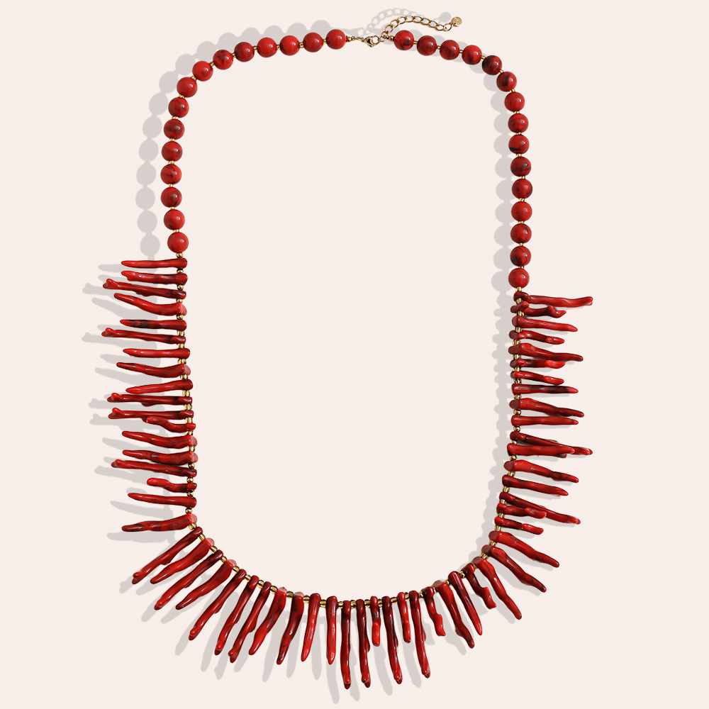 Stainless steel necklace 86cm acrylic herringbone shape