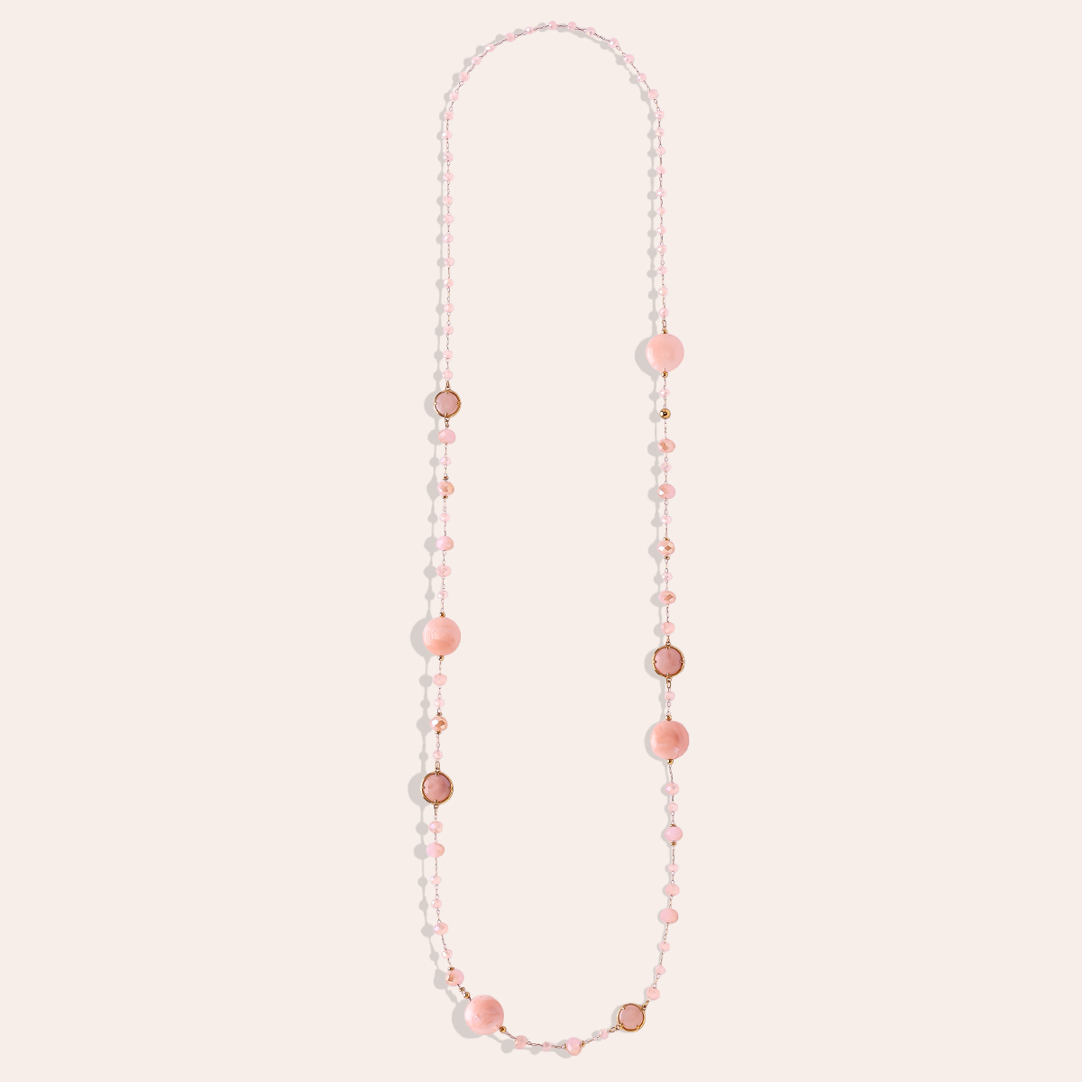 Stainless steel necklace 96cm resin crystals