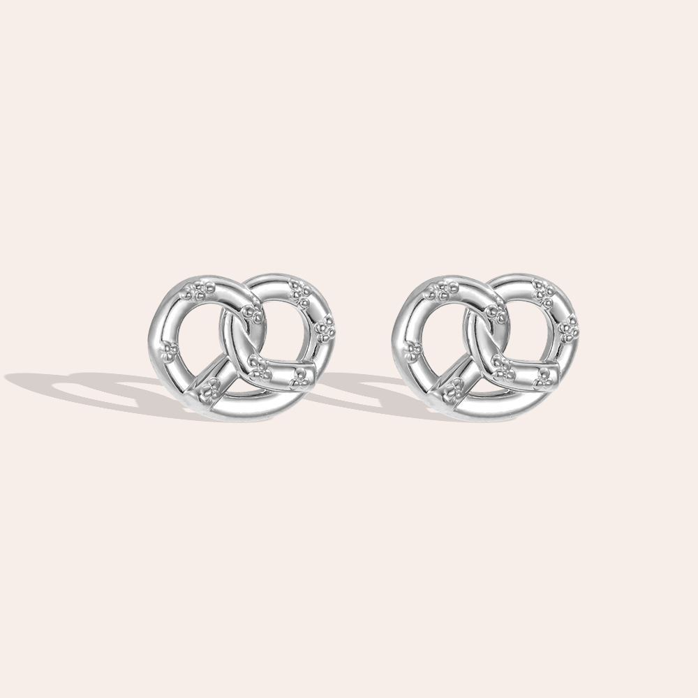 Stainless steel earrings, 15mm, Pretzel