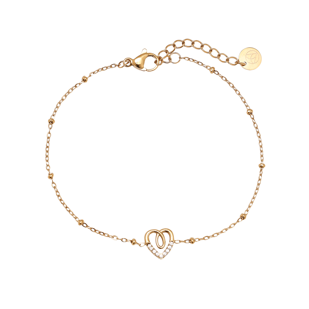 Stainless steel bracelet 17cm Sweet Diamond Heart