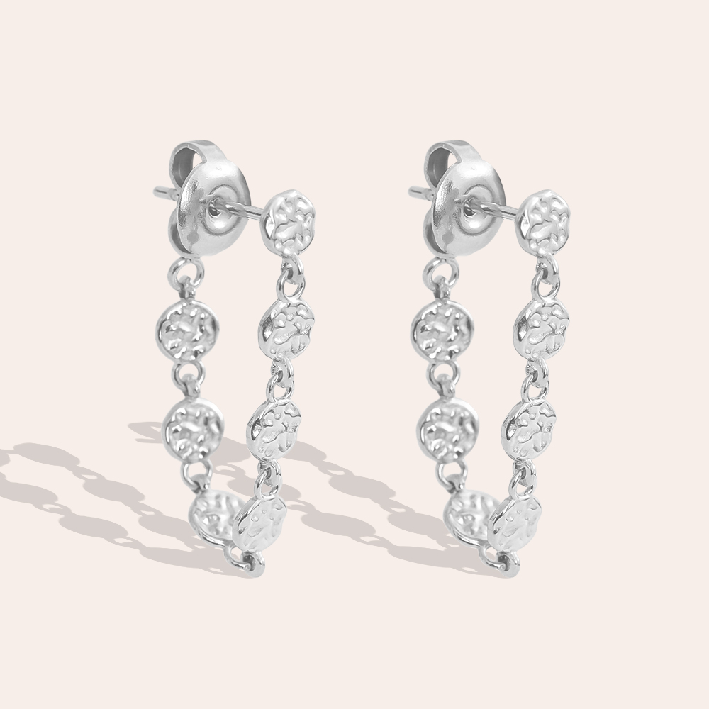 Stainless steel earrings 50mm irregular small disc