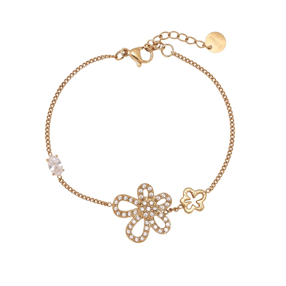 Stainless steel bracelet 17cm Cool Diamond Flower