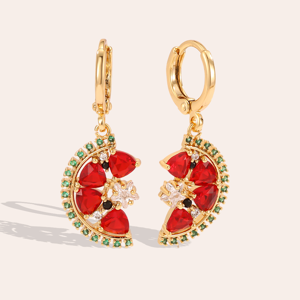 Gold-plated earrings 22mm zirconia watermelon