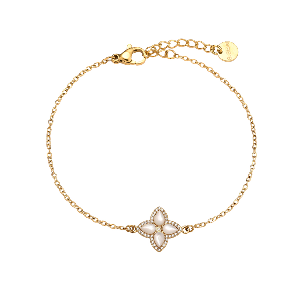 Stainless steel bracelet 15cm Nice Diamond Luckly Flower