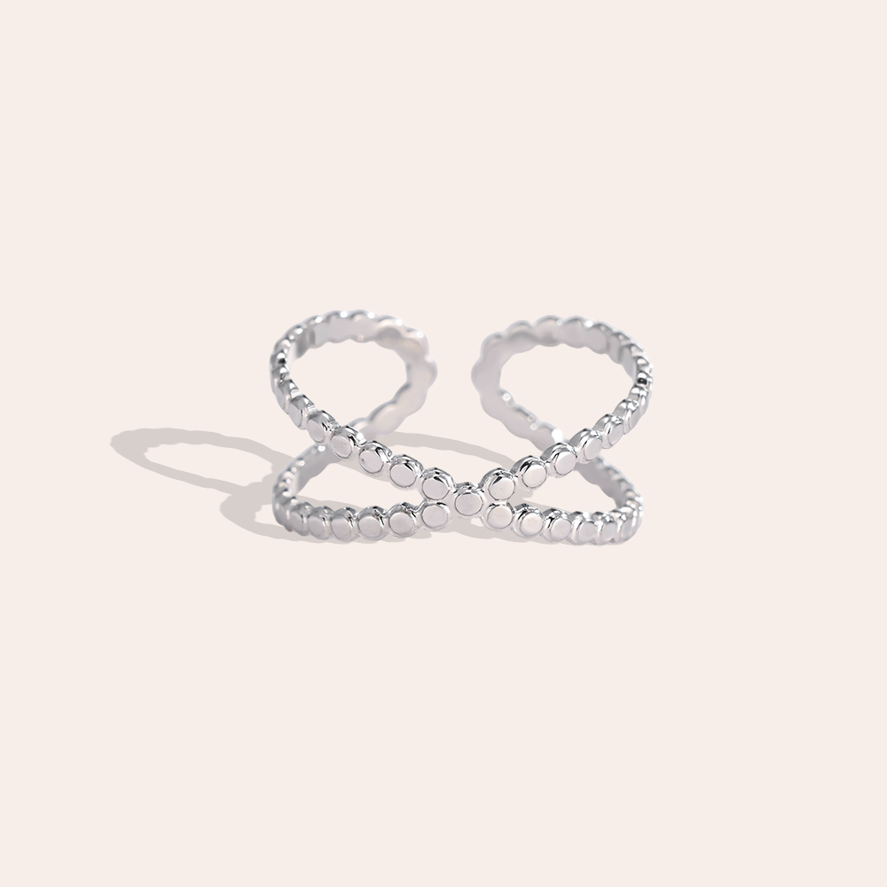 Adjustable Crossed Stainless Steel Ring