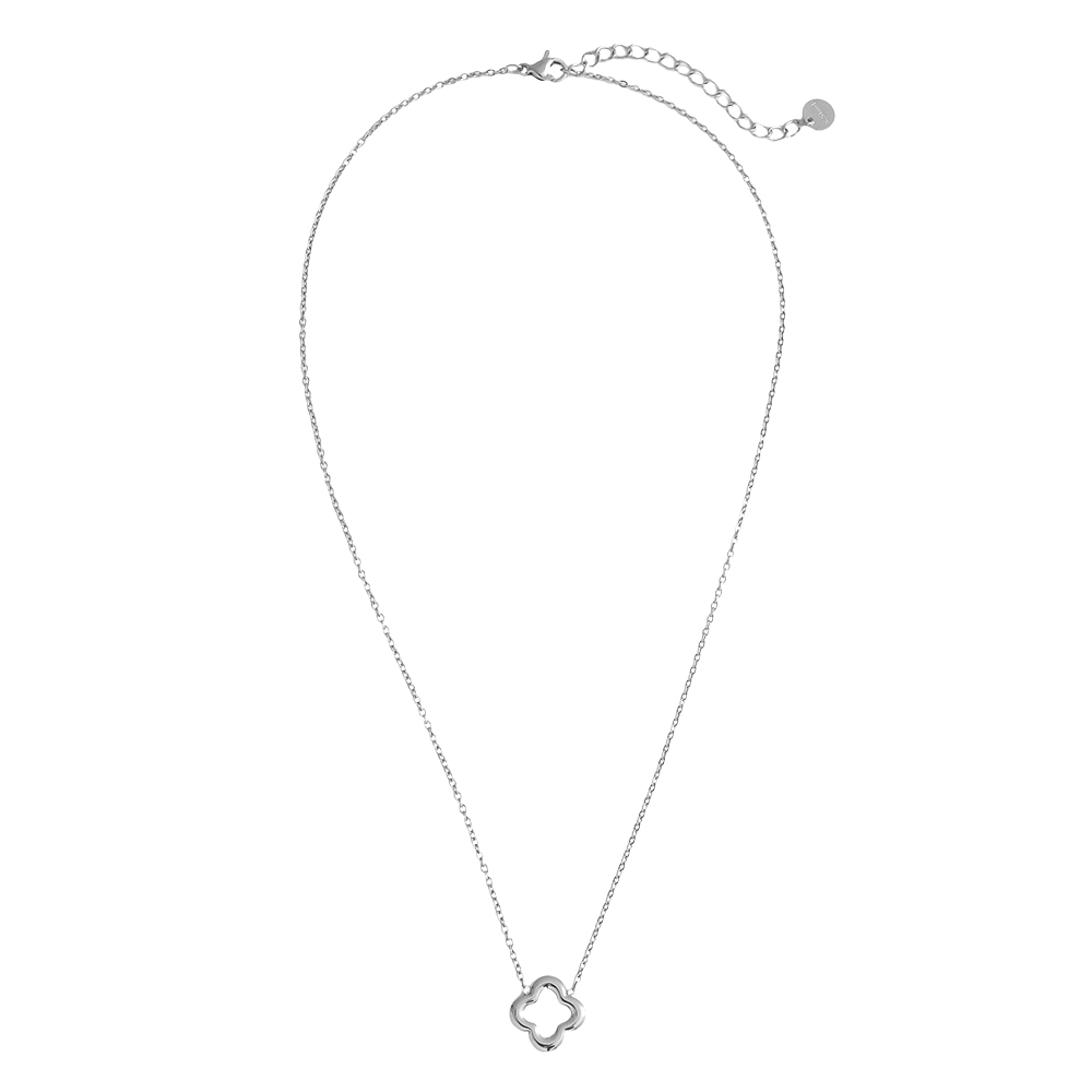 Stainless steel necklace 40cm lucky shamrock