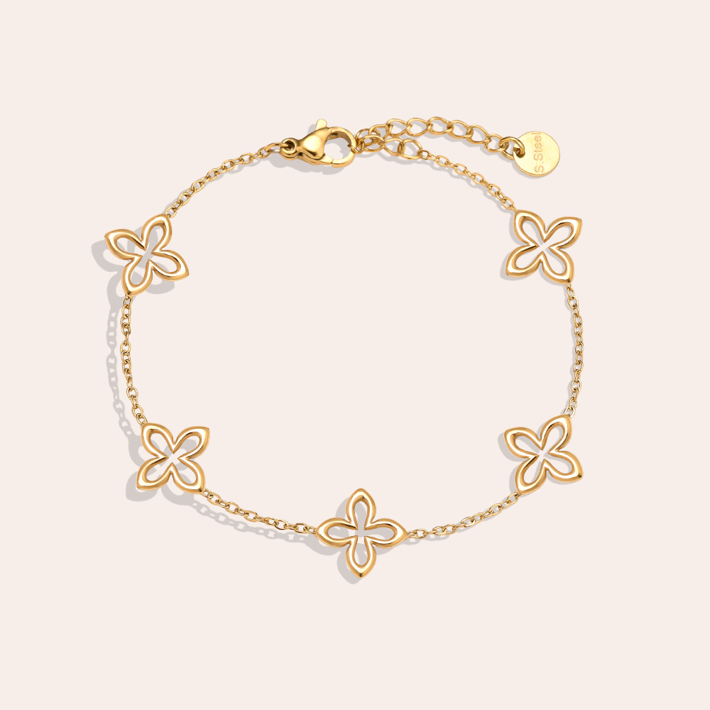 Stainless steel bracelet 17cm Classic Lucky Flower