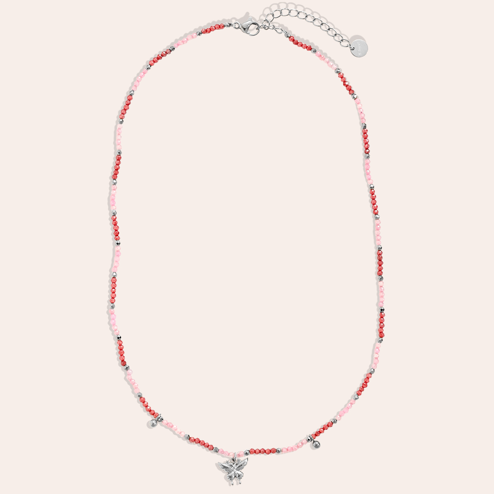 Stainless steel necklace 40cm crystal necklace with butterfly