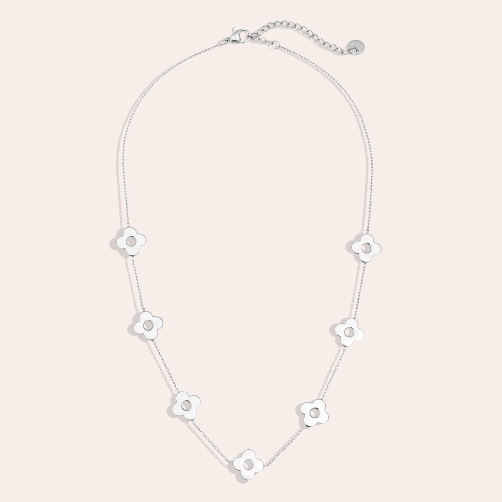 Stainless steel necklace 40cm Five flowers