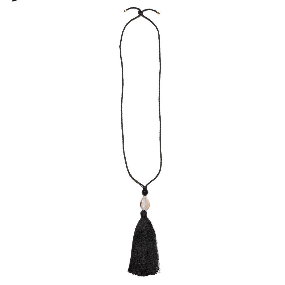90cm acrylic shell tassel polyester cord necklace