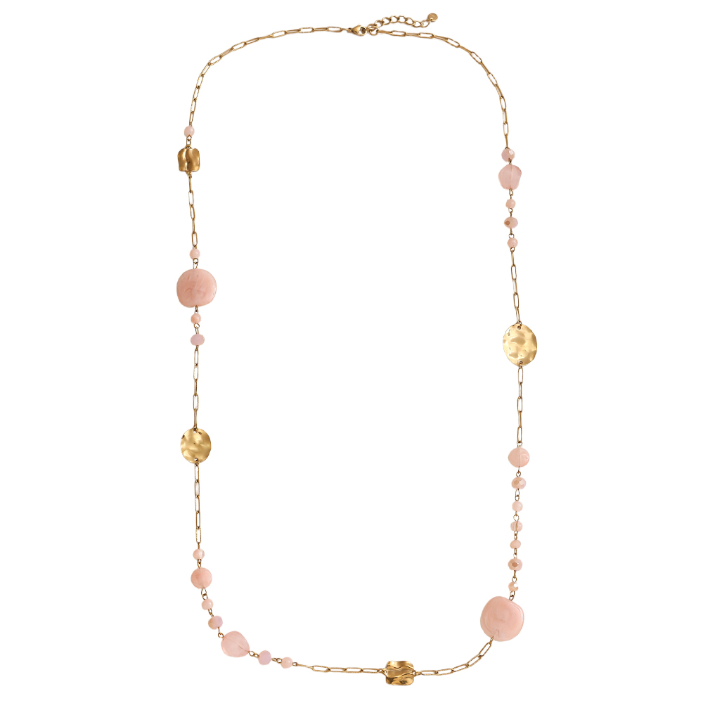 Stainless steel necklace 101cm crystal platelet and gold platelet