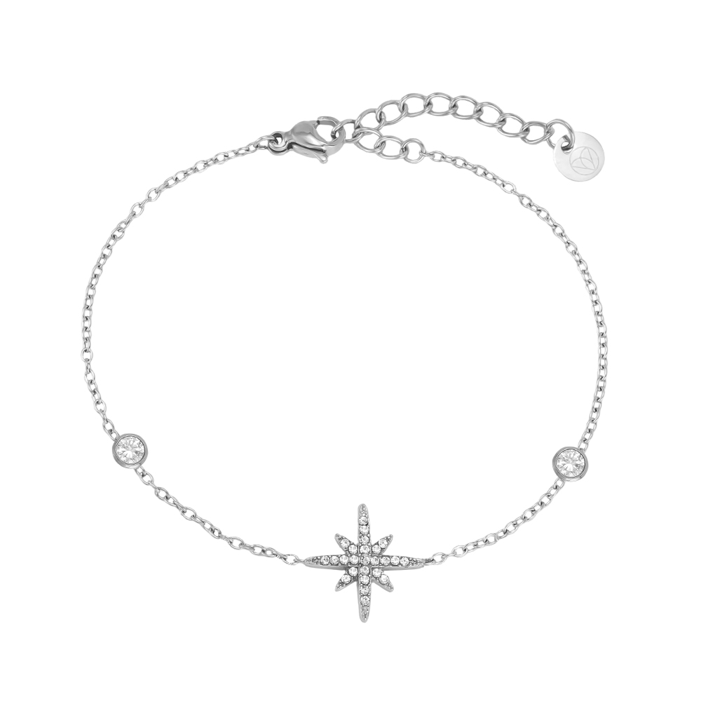 Stainless steel bracelet, 17cm, Big Dipper design with cubic zirconia