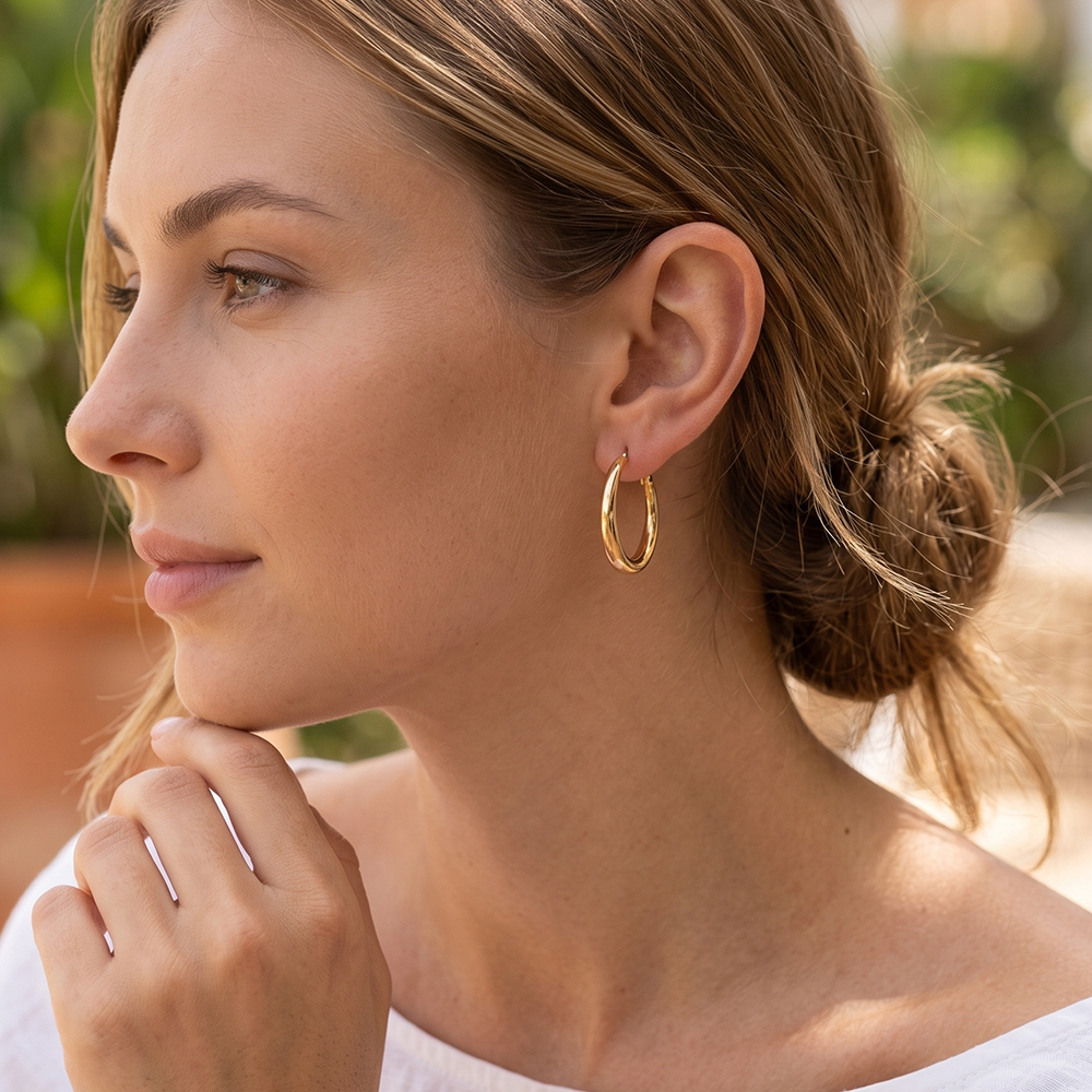 Stainless steel earrings, 30mm, simple hoop earrings