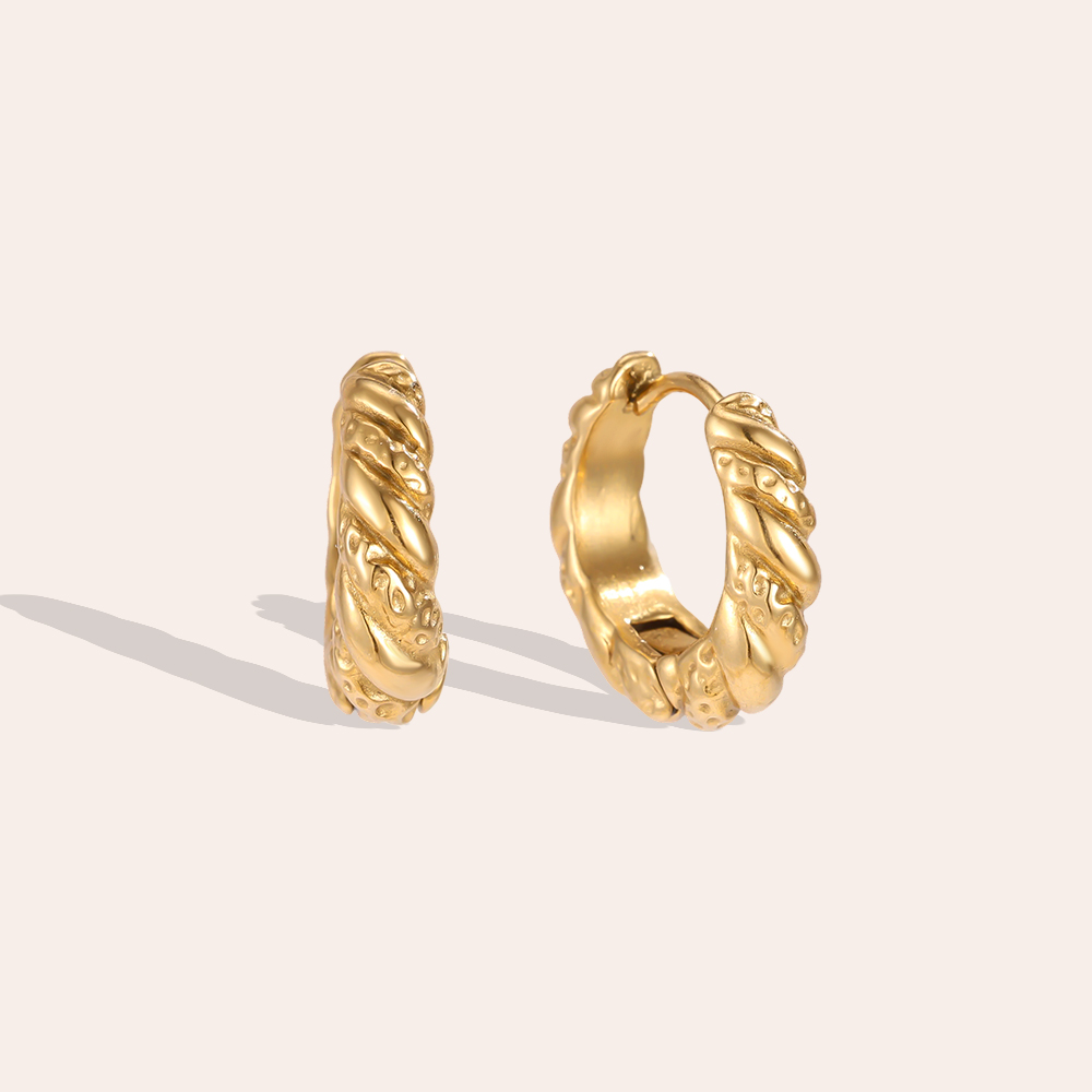 Stainless steel earrings, 19mm twisted hoop earrings