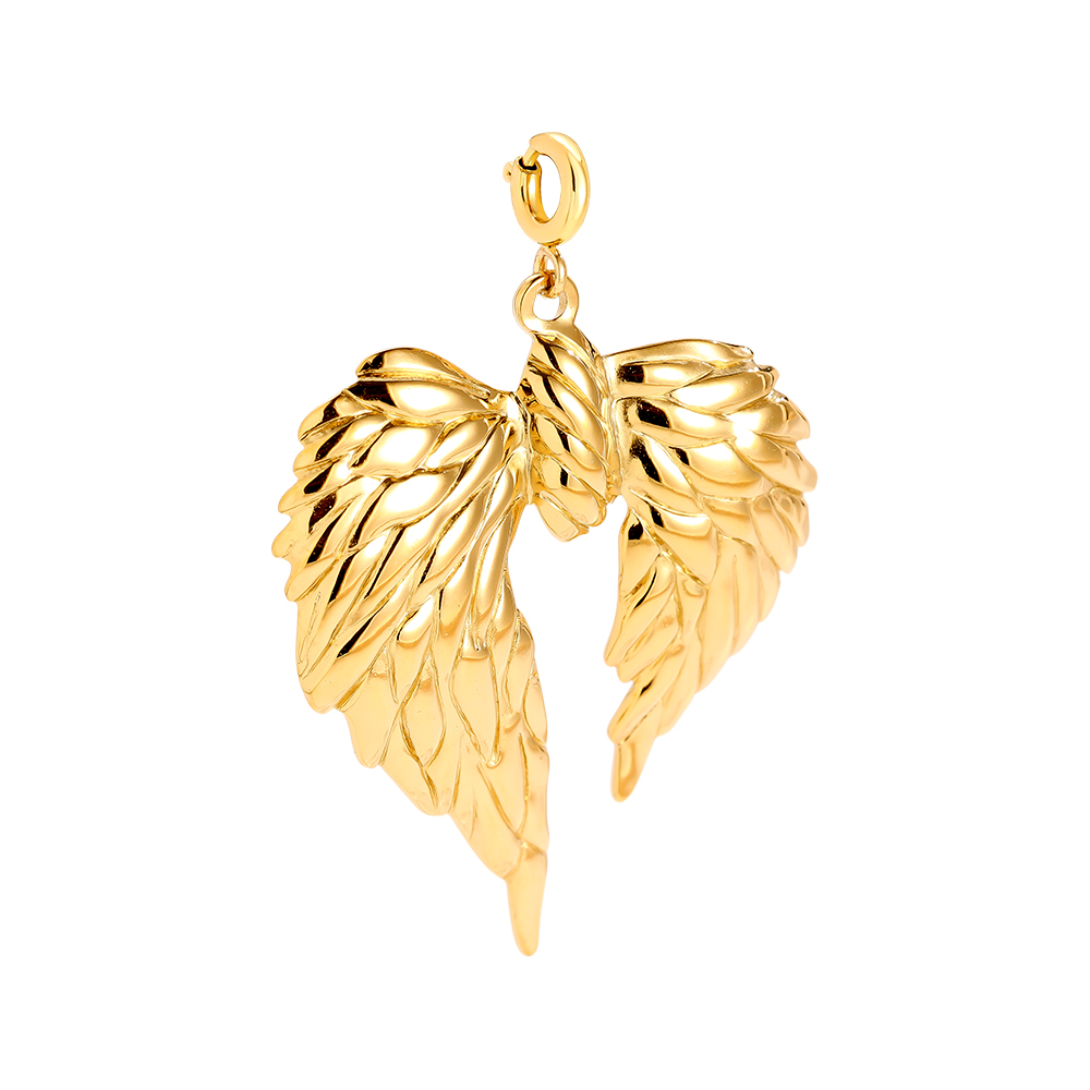 Stainless steel pendant 4cm Spring Clasp Angel Wings