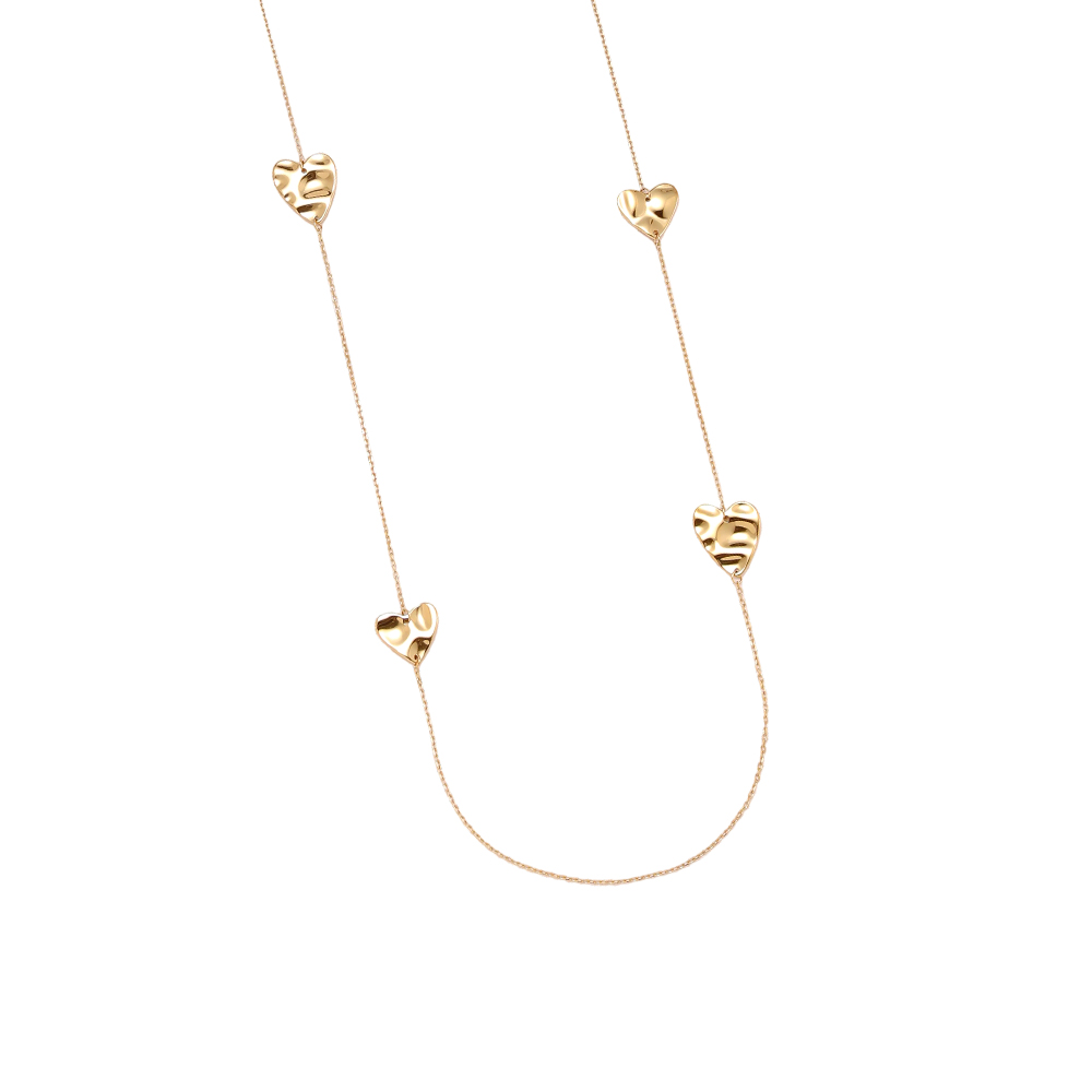 Stainless steel necklace, 100 cm, flat heart