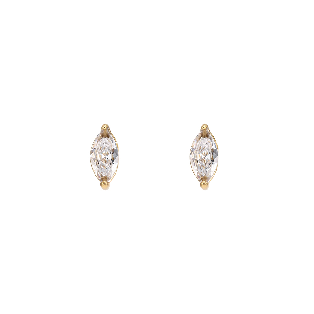 Stainless steel earrings, 2.9 mm, with cubic zirconia eyes 