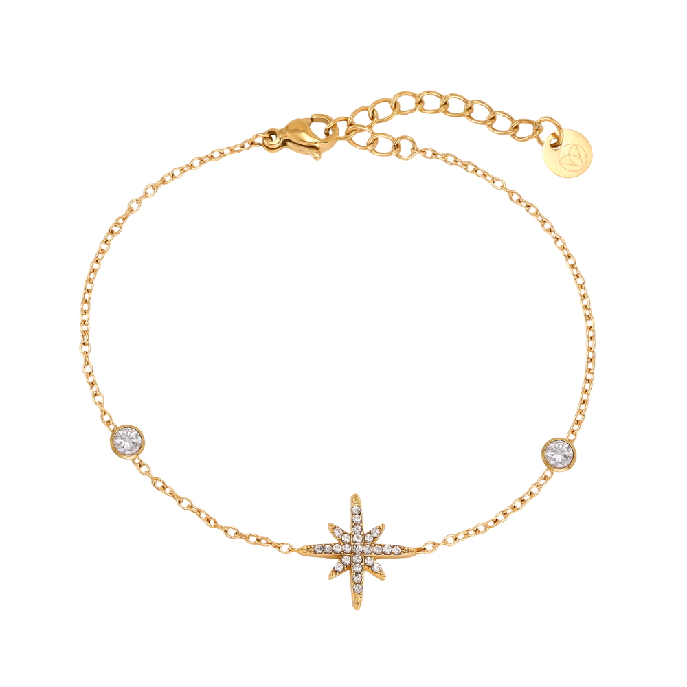 Stainless steel bracelet, 17cm, Big Dipper design with cubic zirconia