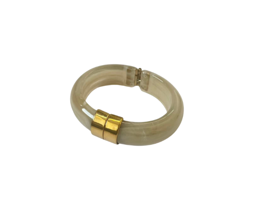 Stainless steel bangle round chunky resin