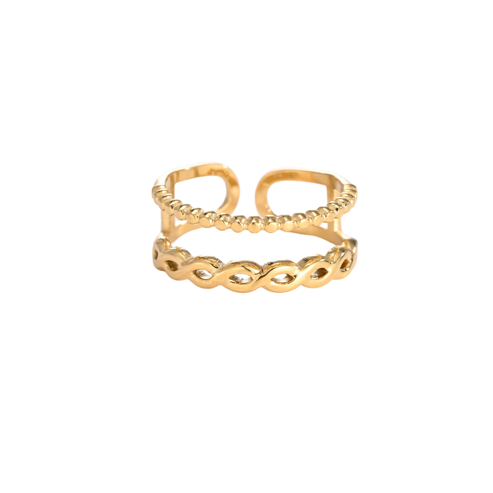 Stainless Steel Ring, Adjustable, Double-Row Design