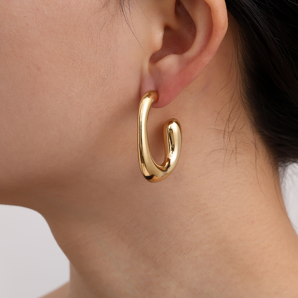 Stainless steel earrings 40mm Fine Half Egg Hoop