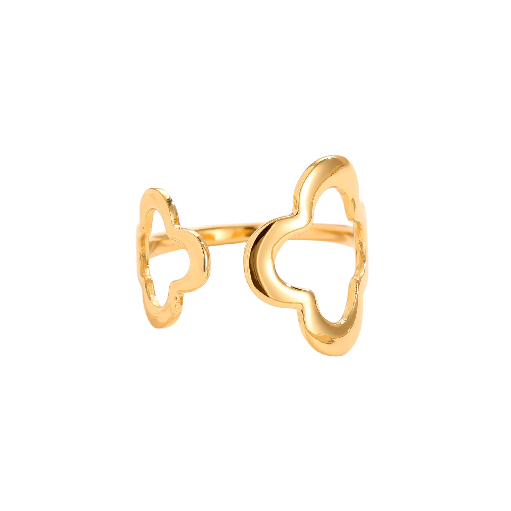 Stainless steel ring Two Lucky Flower
