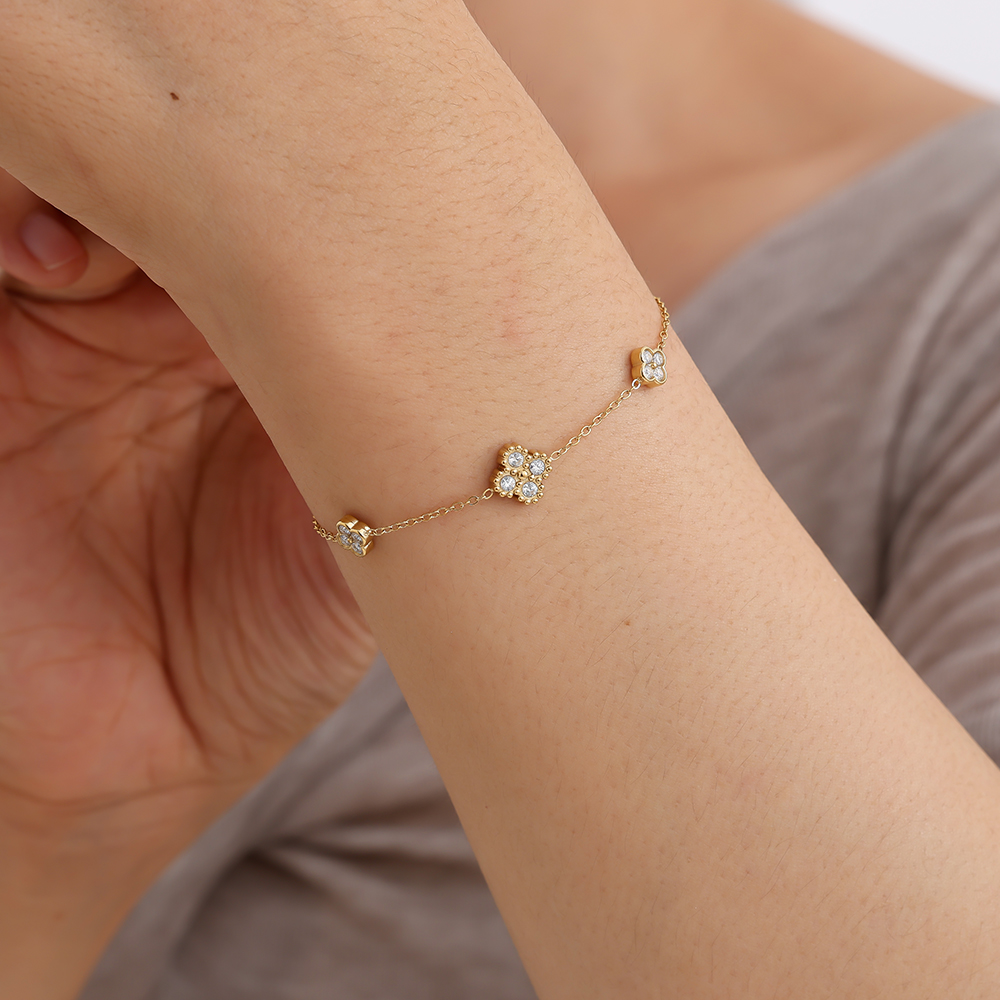 Stainless steel bracelet 15cm Nice Lucky Flower