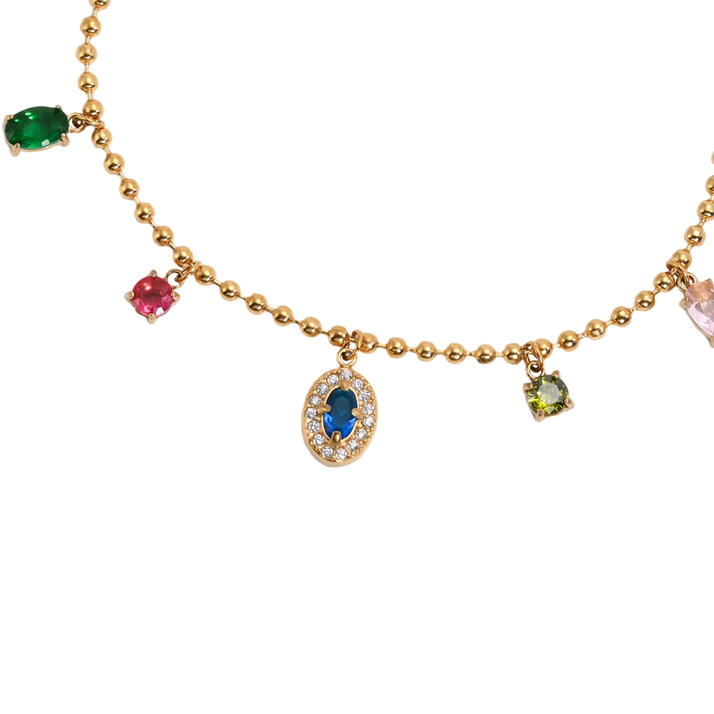 Stainless steel bracelet, 17 cm, featuring sparkling mixed zirconia stones  