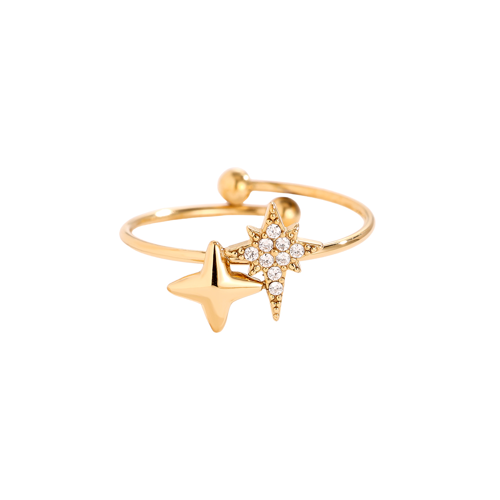 Stainless steel ring Two Sharp Stars