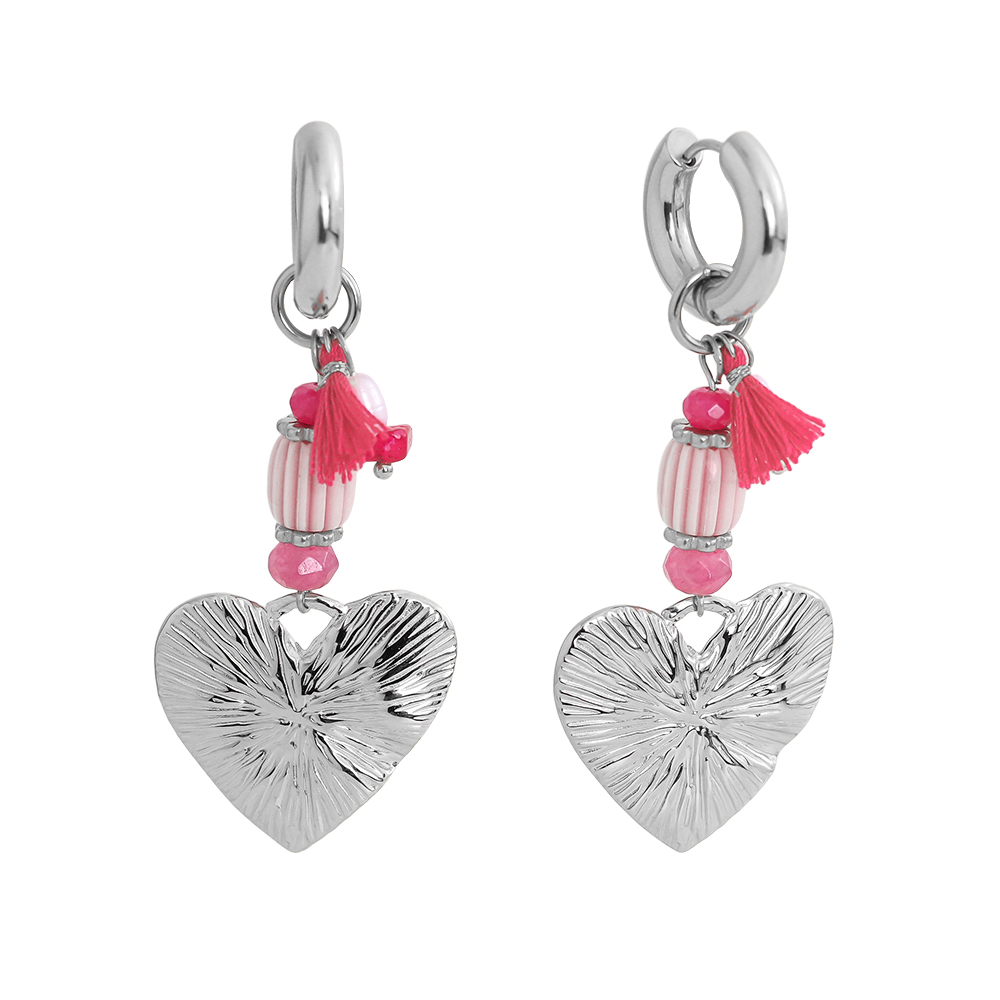 Stainless steel earrings 60*25mm ceramic heart