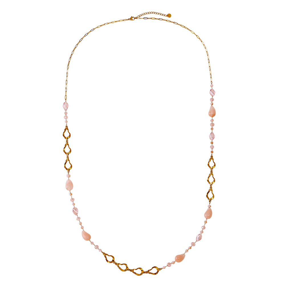 Stainless steel necklace 97cm resin drop and gold drop