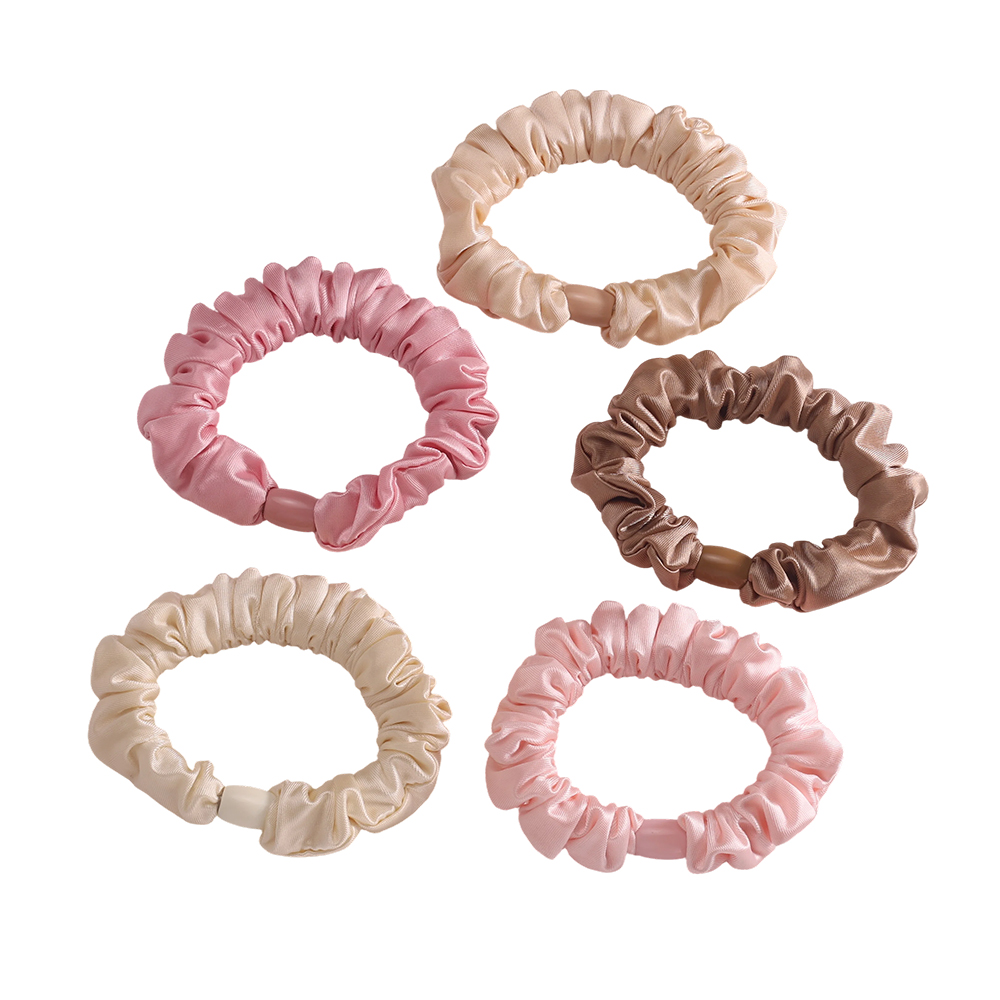 Set of 5 pastel-coloured Pastel Satin Scrunchies 