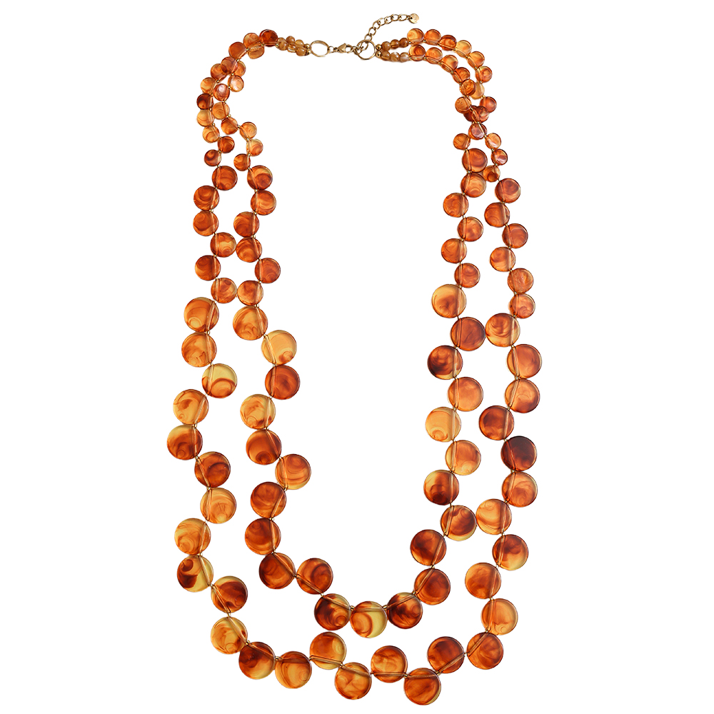Stainless steel necklace 96cm double-layer acrylic disc chain
