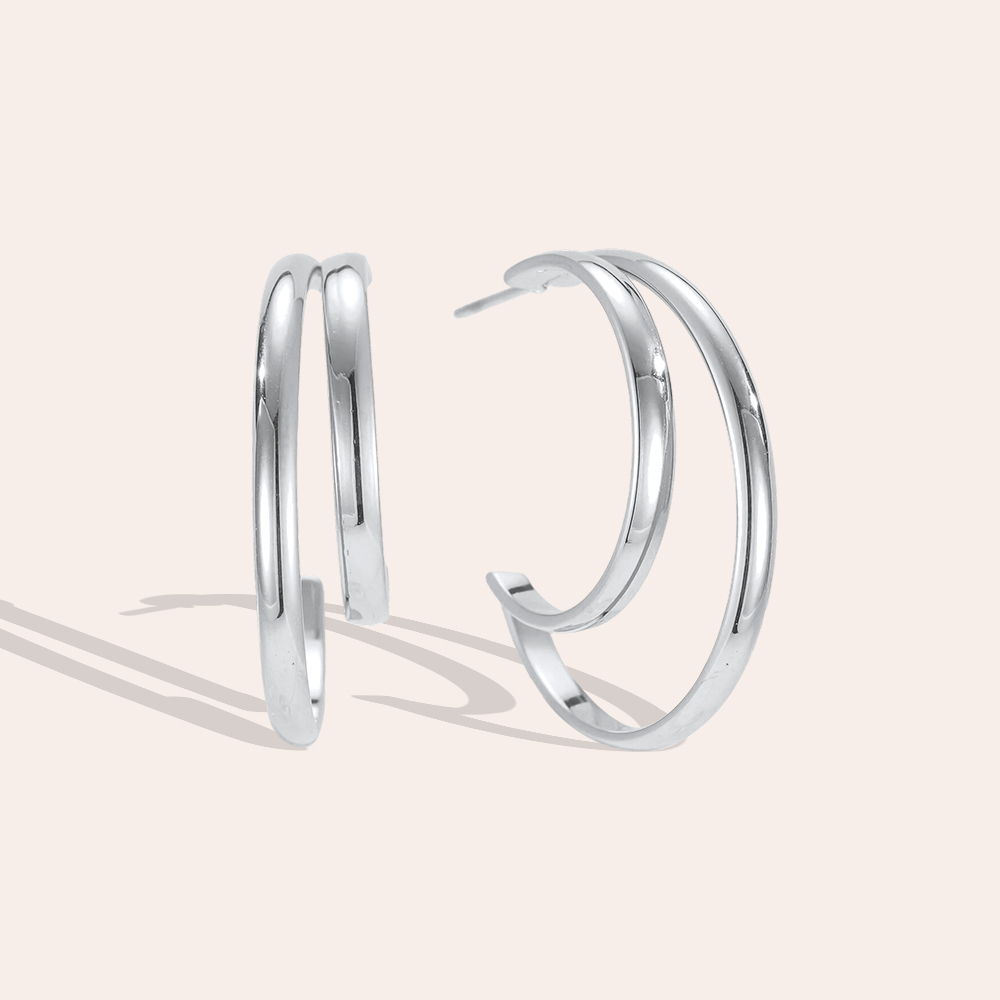 Stainless steel earrings, 27mm, large and small hoop earrings
