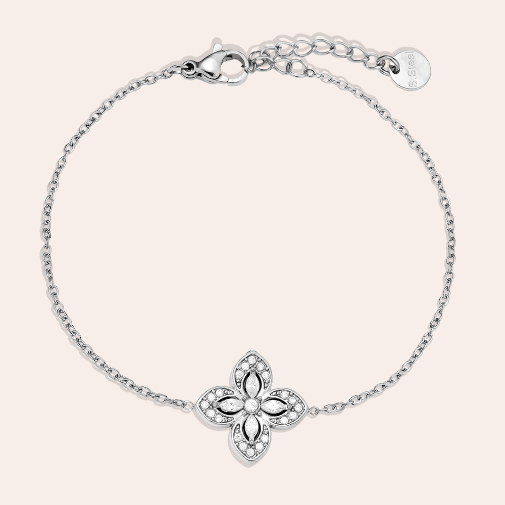 Stainless steel bracelet 16cm Fancy Diamond Flower
