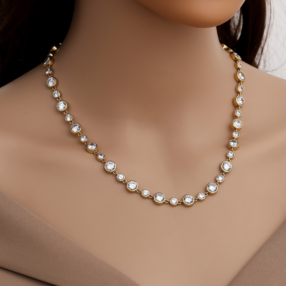Stainless steel necklace 40cm Fancy Round Diamond Chain