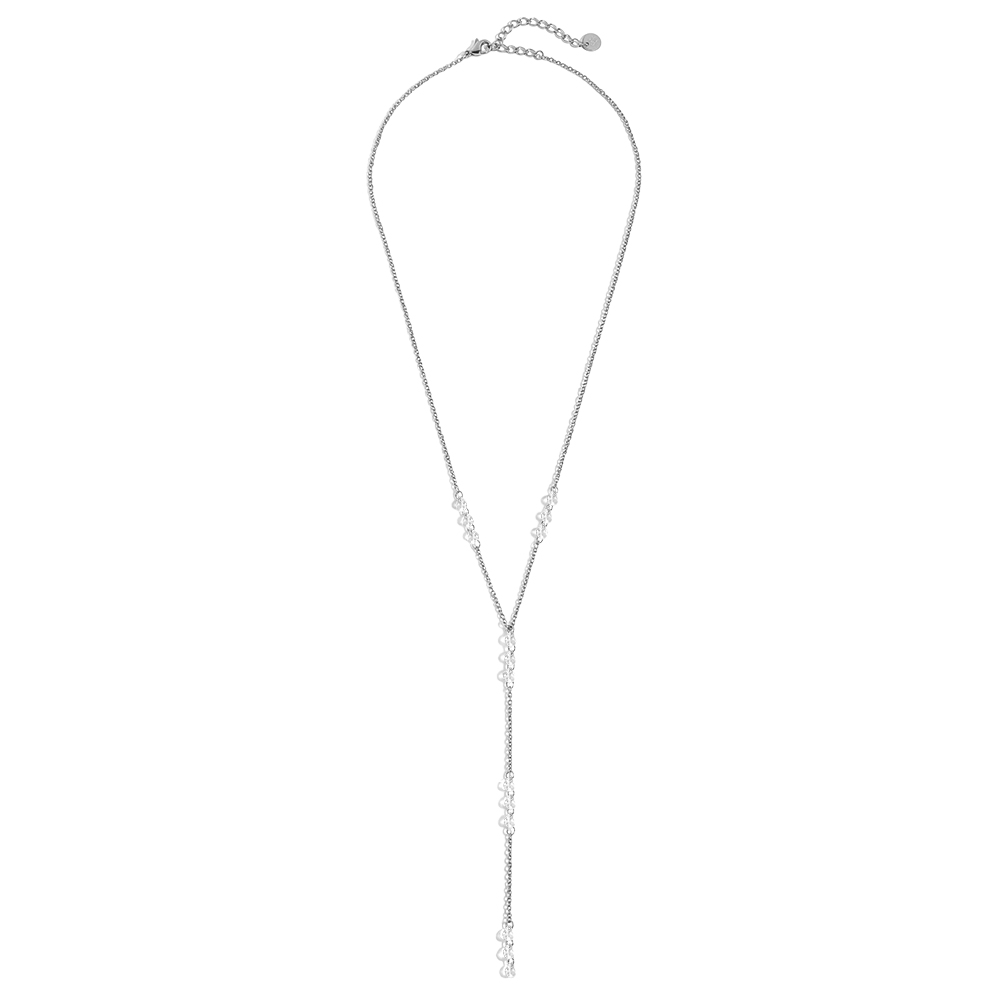 Stainless steel necklace 41cm drop-shaped zirconia