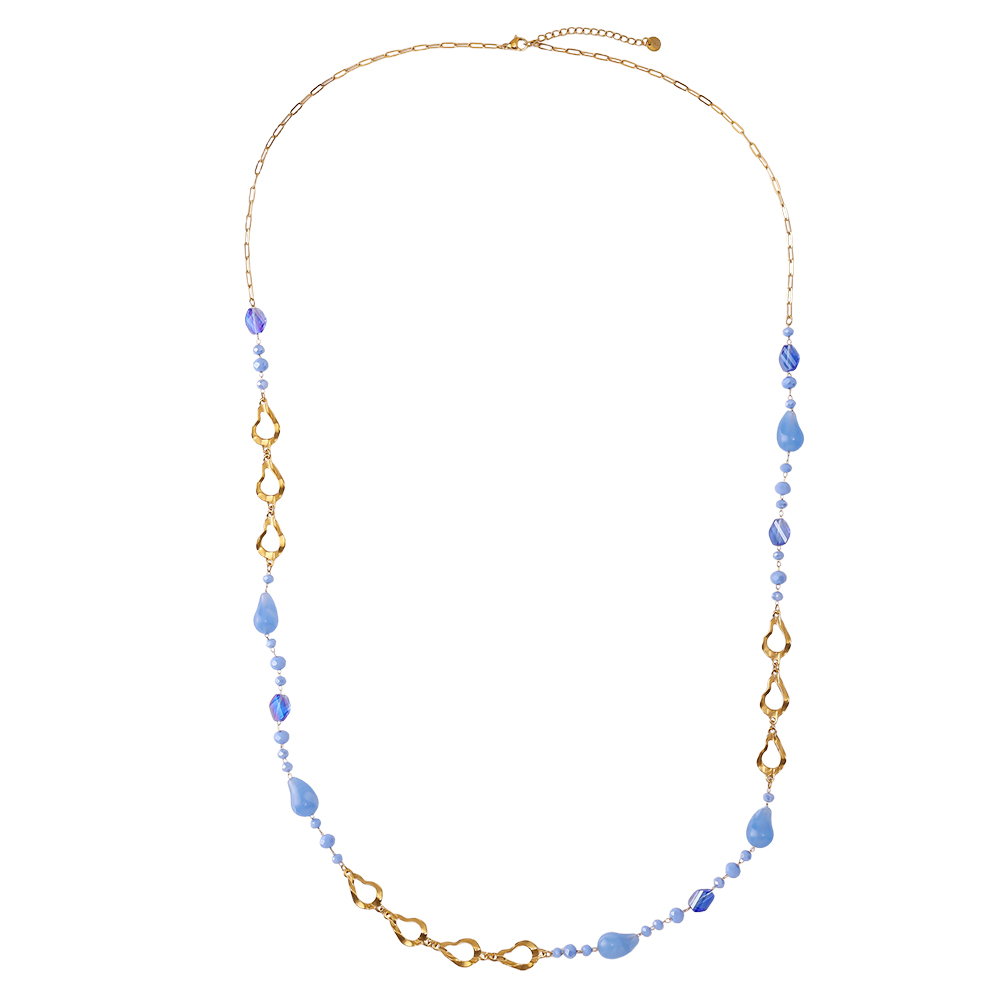 Stainless steel necklace 97cm resin drop and gold drop