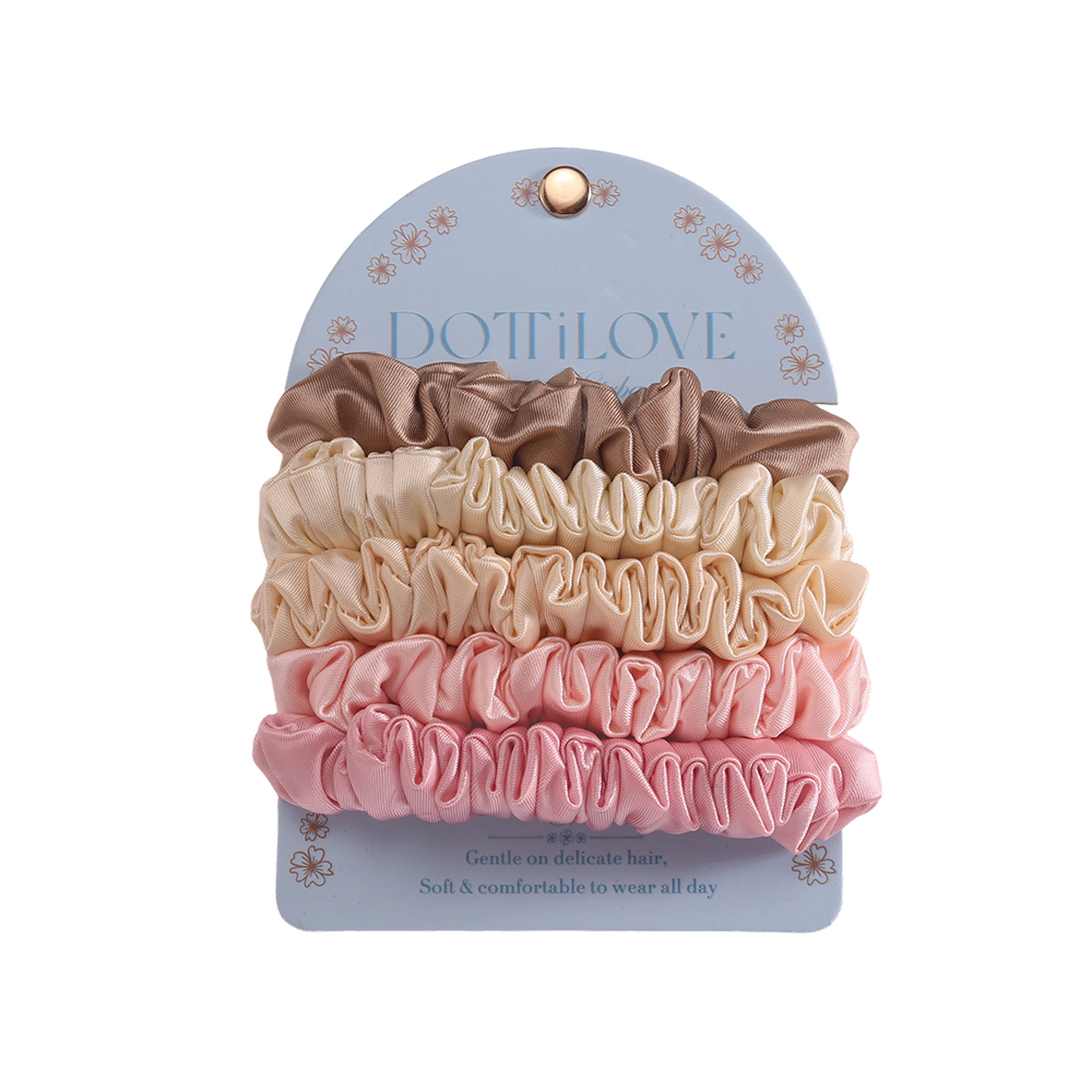 Set of 5 pastel-coloured Pastel Satin Scrunchies 