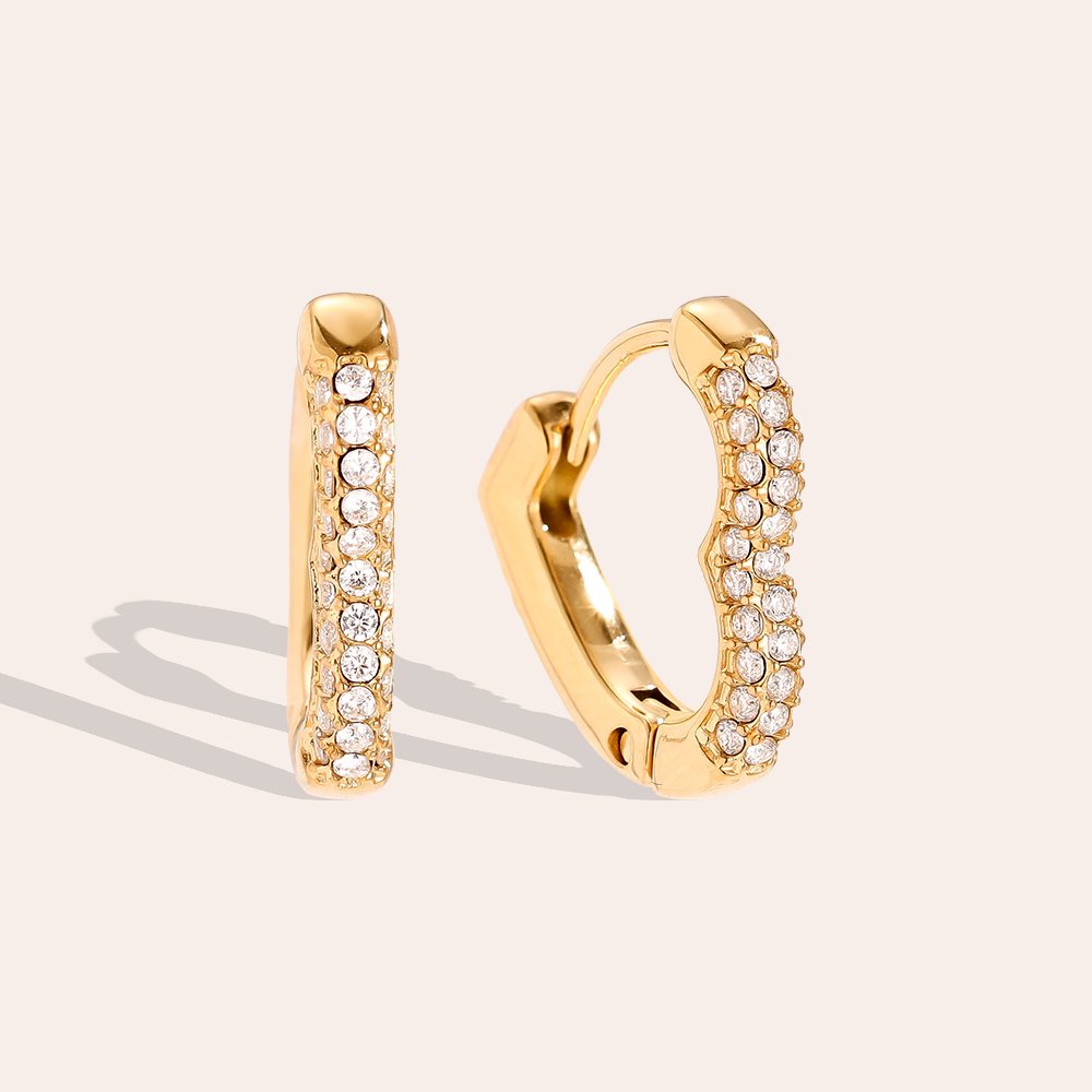 Stainless steel earrings 15mm Diamond Heart Hoop