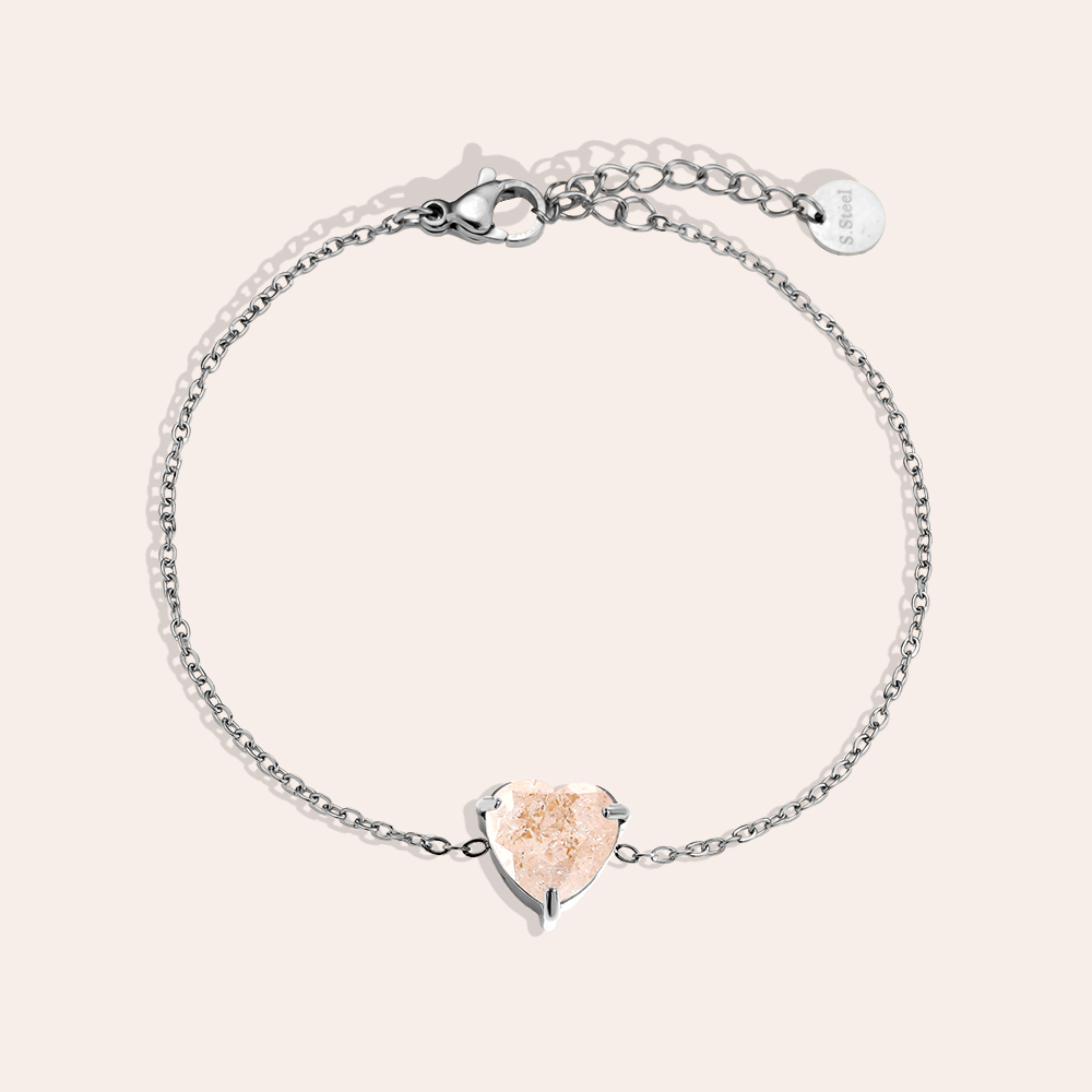 Stainless steel bracelet 16cm Multi Colour Diamond Heart