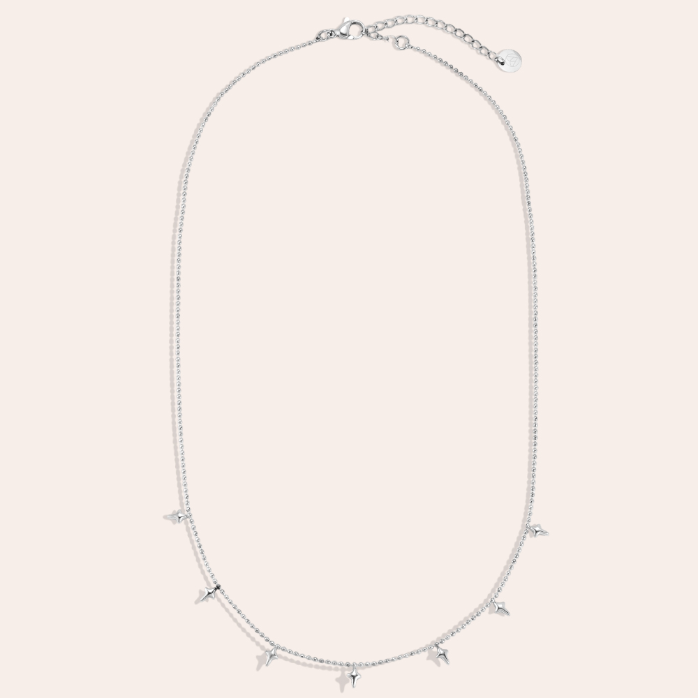 Stainless steel necklace, 42 cm, with lots of little stars
